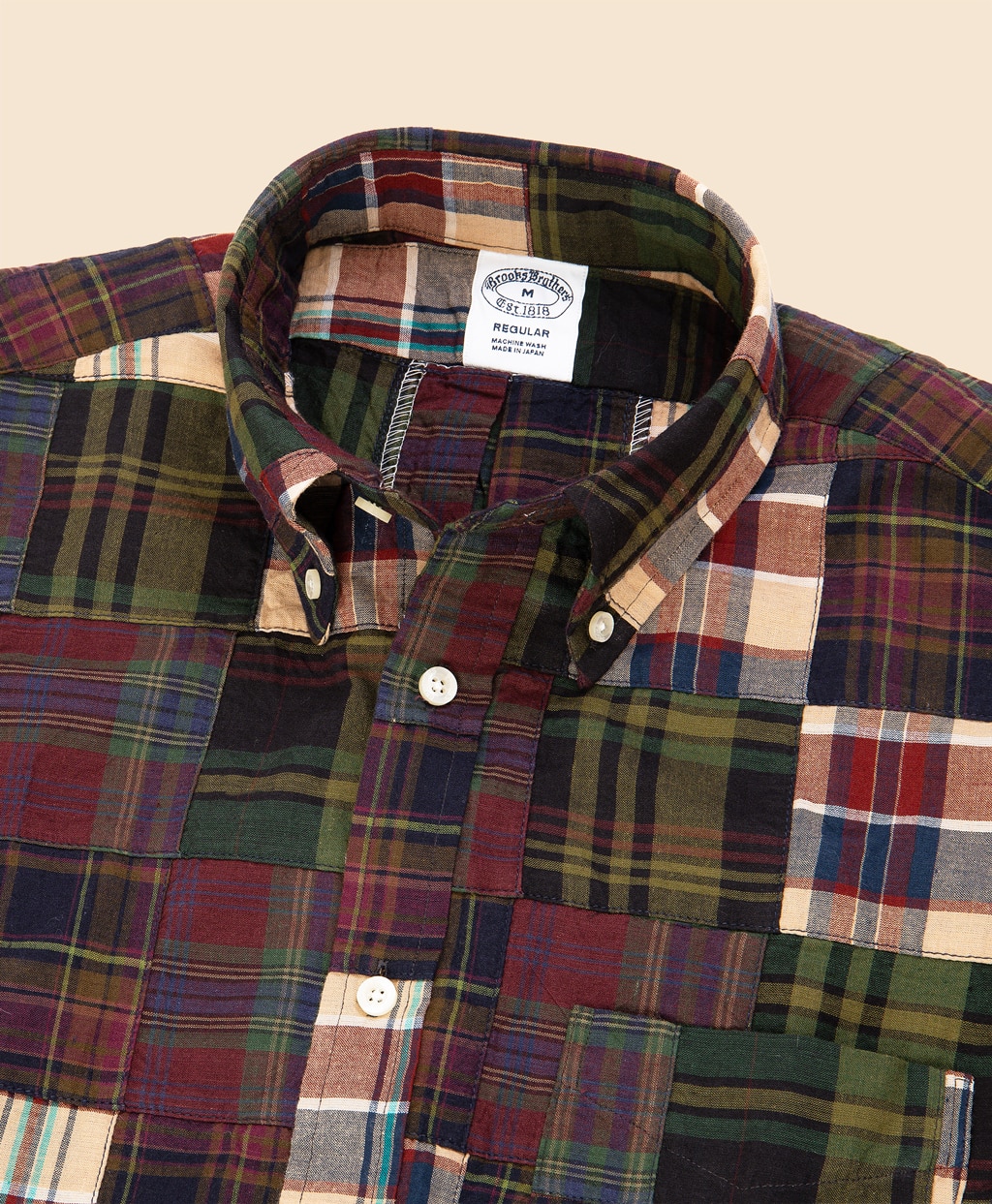 コットン　マドラスパッチワーク　ショートスリーブ　スポーツシャツ　Regular Fit2