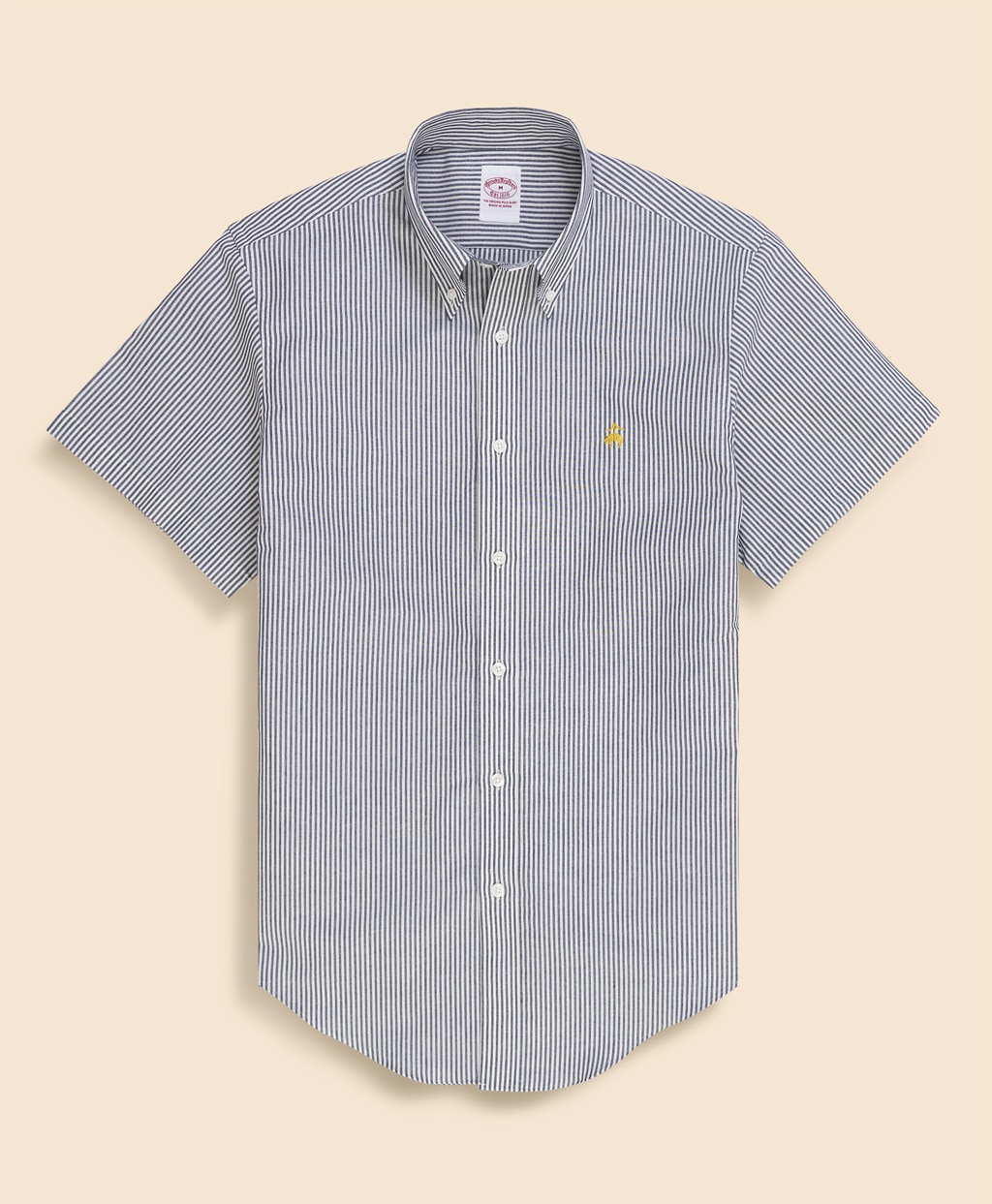 コットン／ペーパーヤーン　GFロゴ　ストライプ　ショートスリーブ　スポーツシャツ　Traditional Fit1