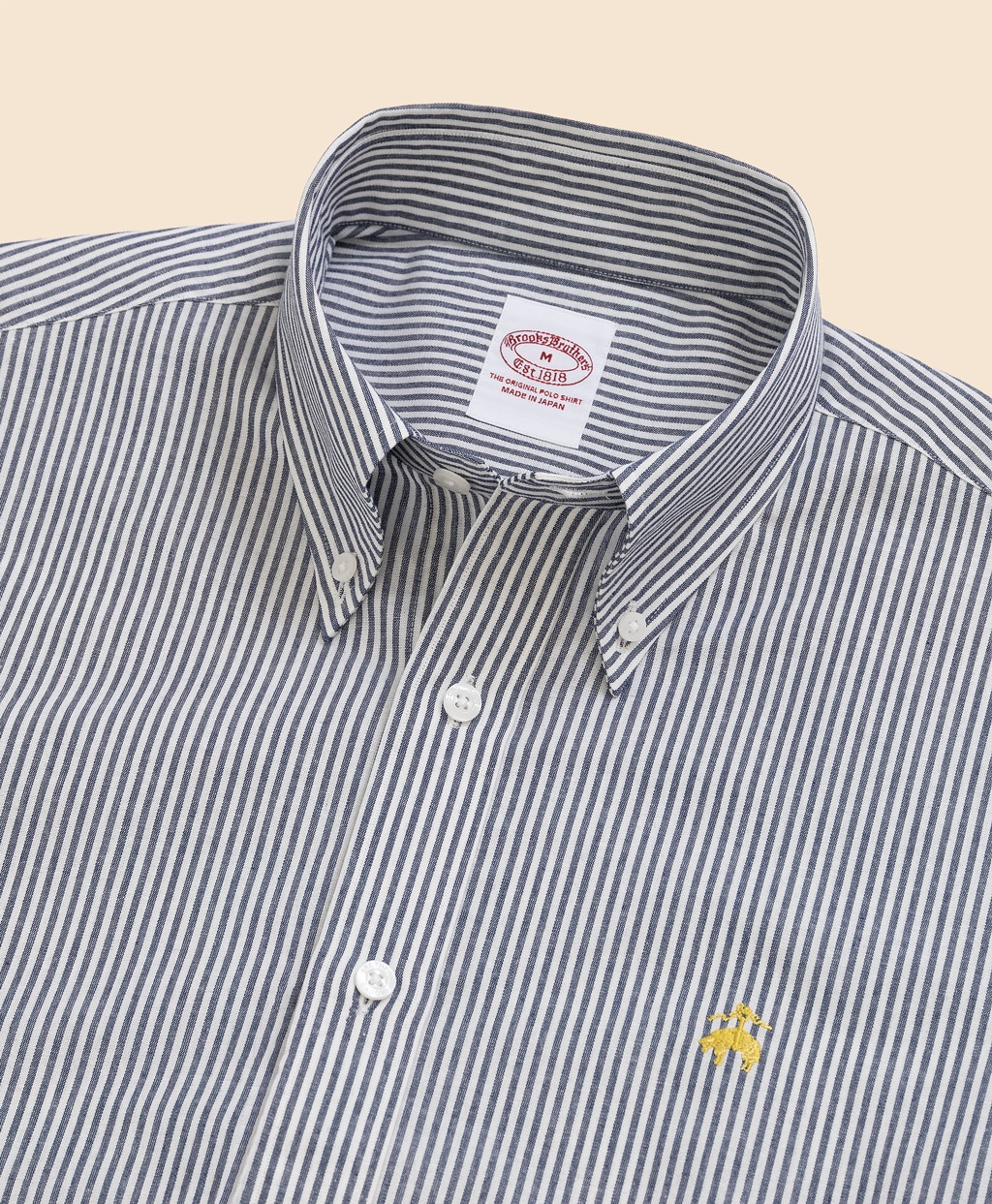 コットン／ペーパーヤーン　GFロゴ　ストライプ　ショートスリーブ　スポーツシャツ　Traditional Fit3