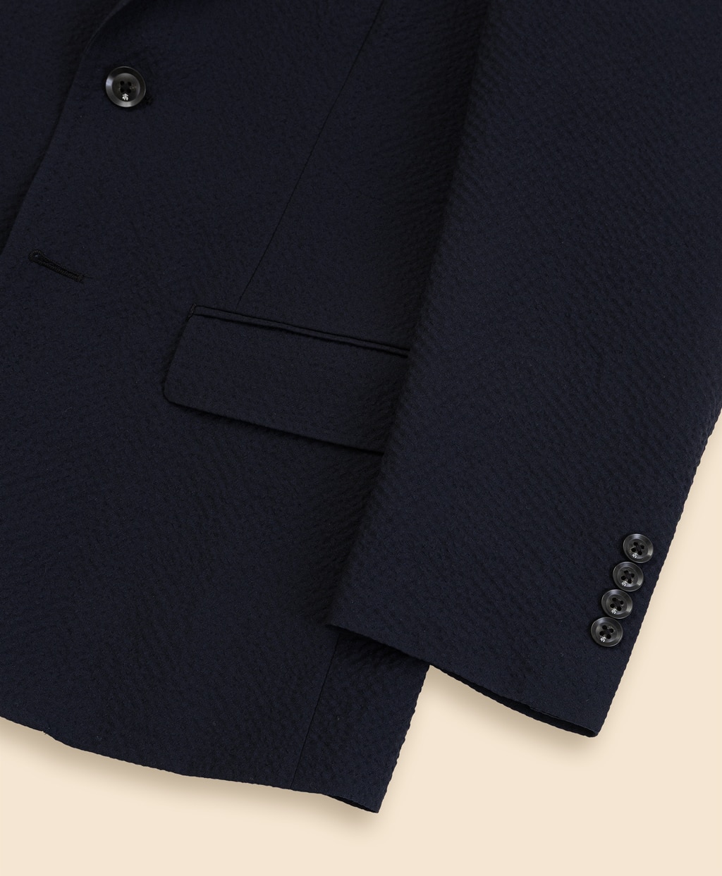 ウール／ポリエステル　シアサッカー　シングル２釦アンコンジャケット　Classic3