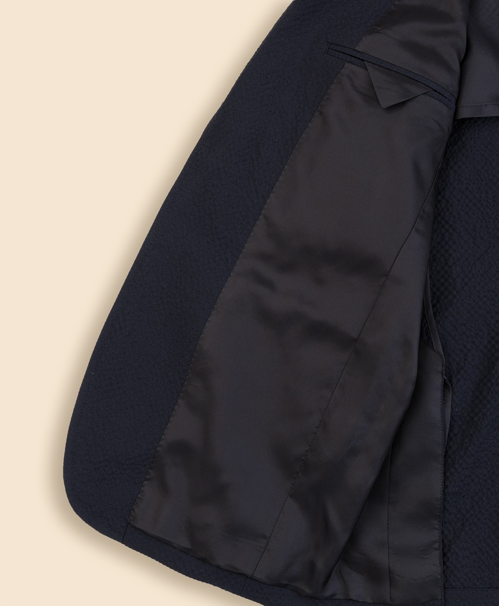 ウール／ポリエステル　シアサッカー　シングル２釦アンコンジャケット　Classic5