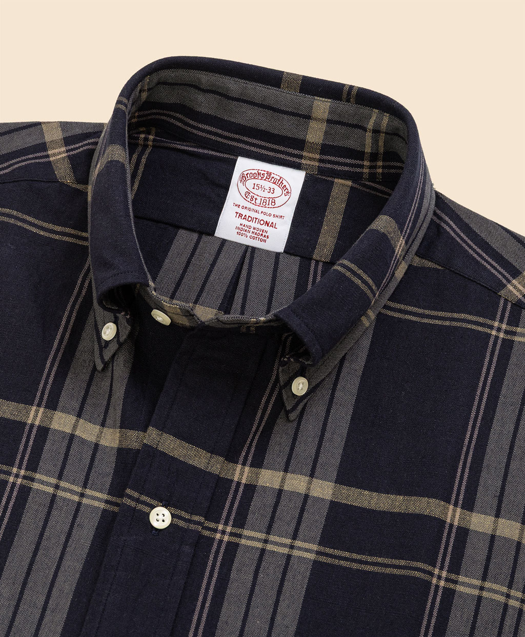 【The Refined MADRAS】 インディアマドラスコットン　６つ釦　ポロカラーシャツ　Traditional Fit4