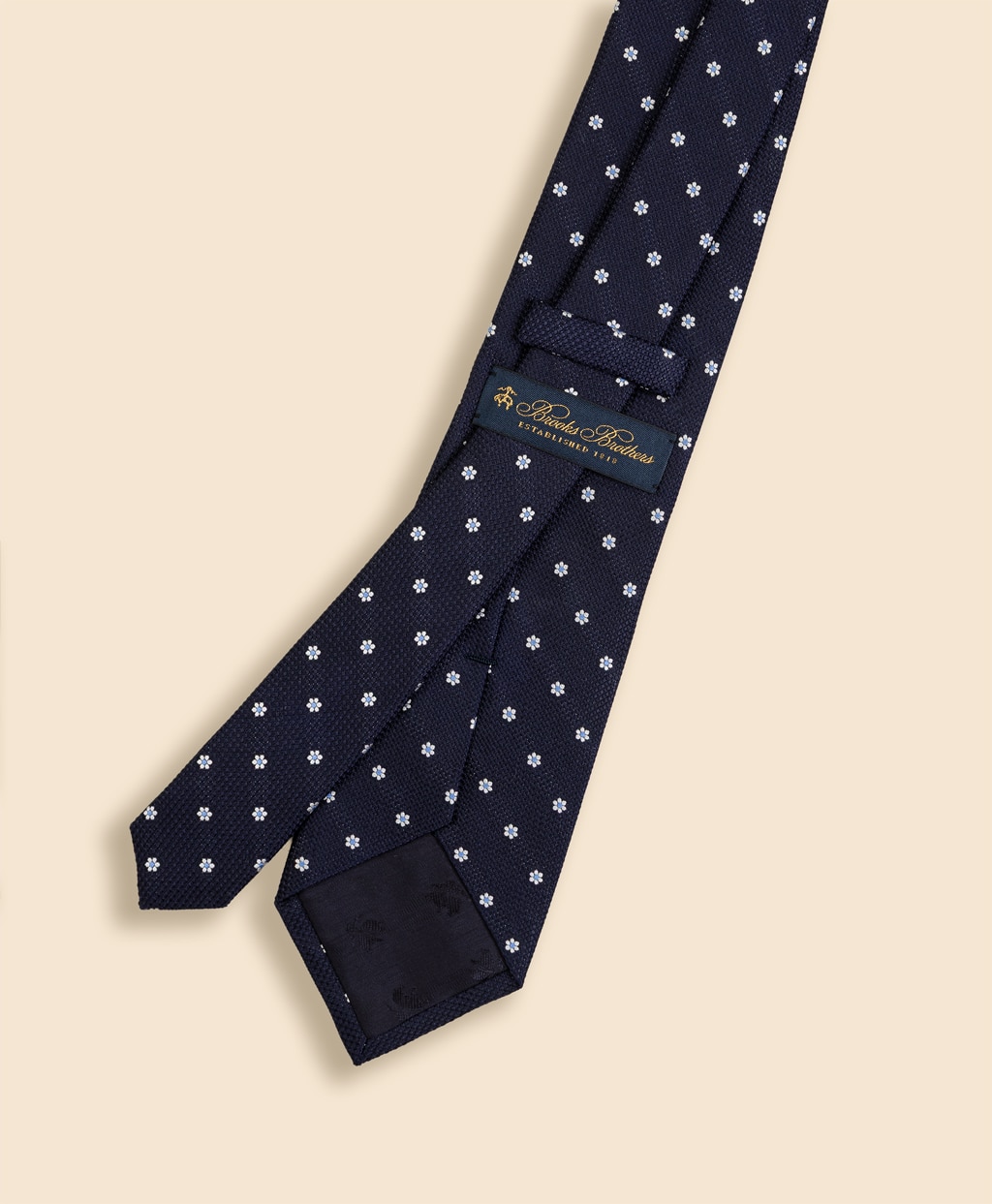 シルク　バスケットウィーブ　フラワーモチーフタイ2