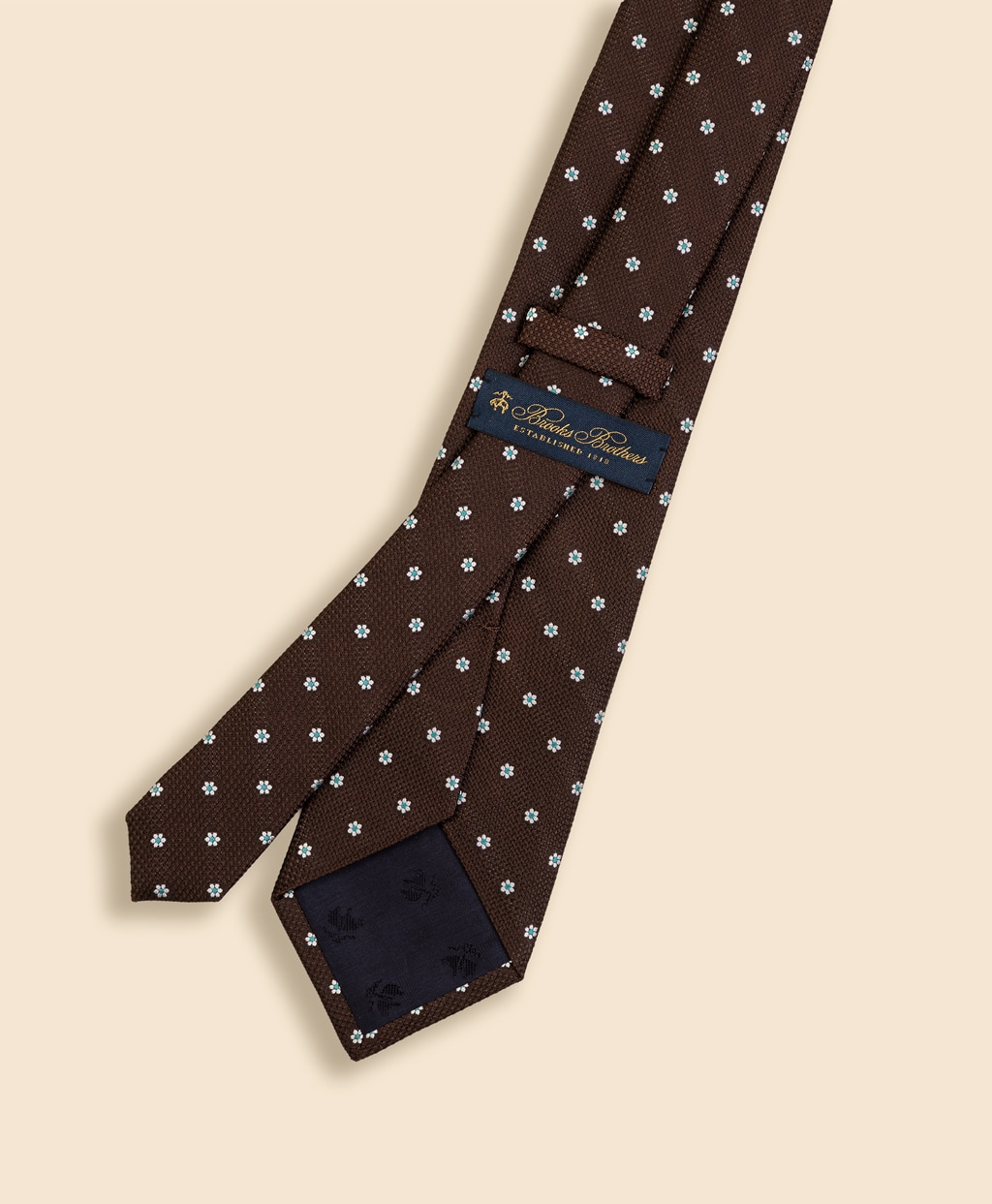 シルク　バスケットウィーブ　フラワーモチーフタイ2