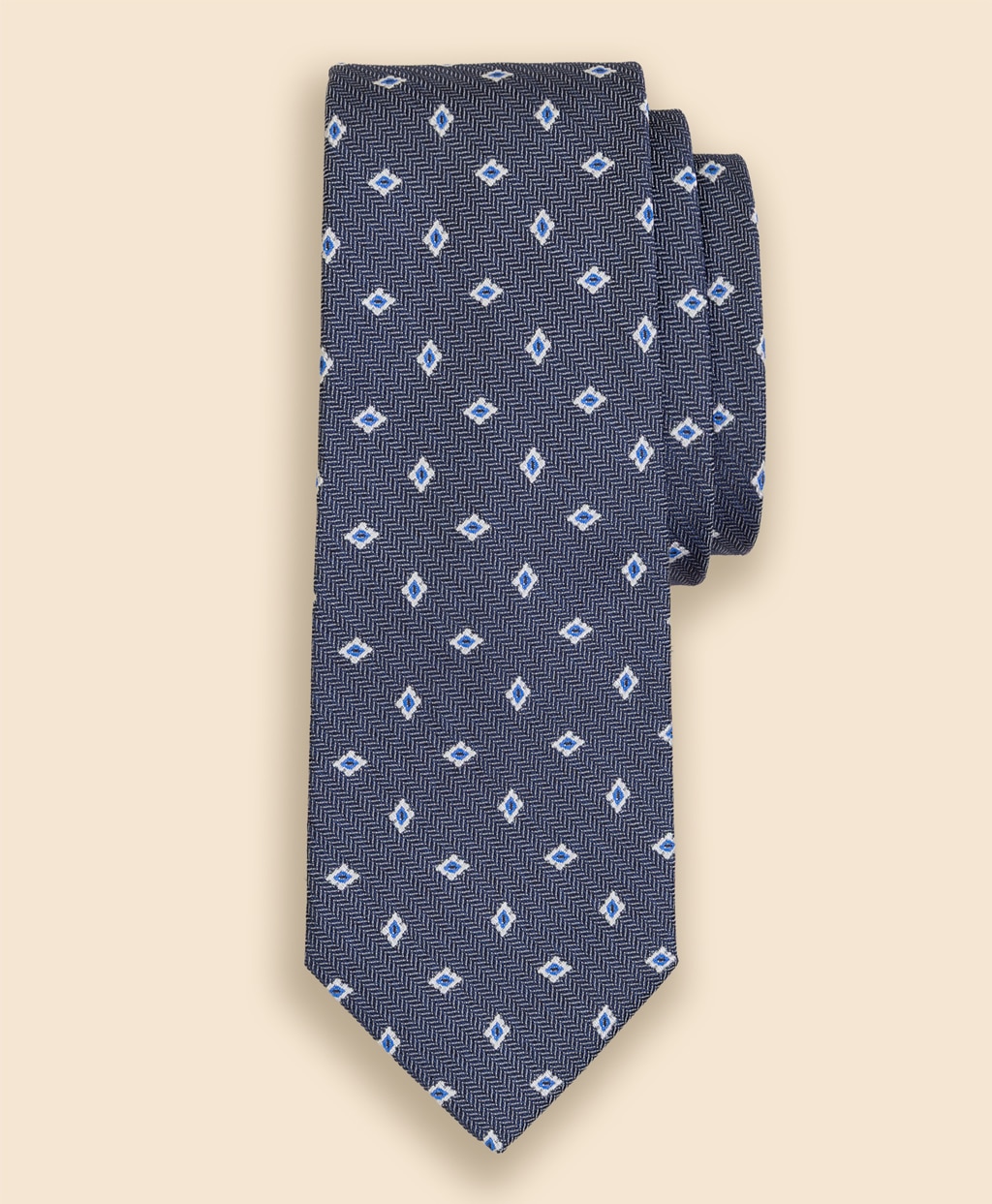 シルク　ヘリンボーン　フラワーモチーフタイ1