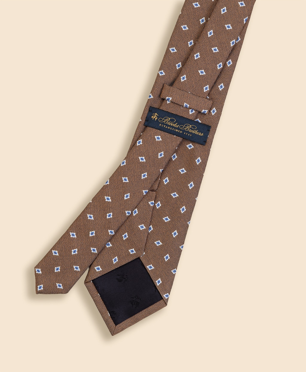 シルク　ヘリンボーン　フラワーモチーフタイ2