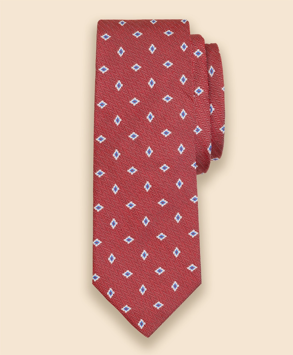 シルク　ヘリンボーン　フラワーモチーフタイ1