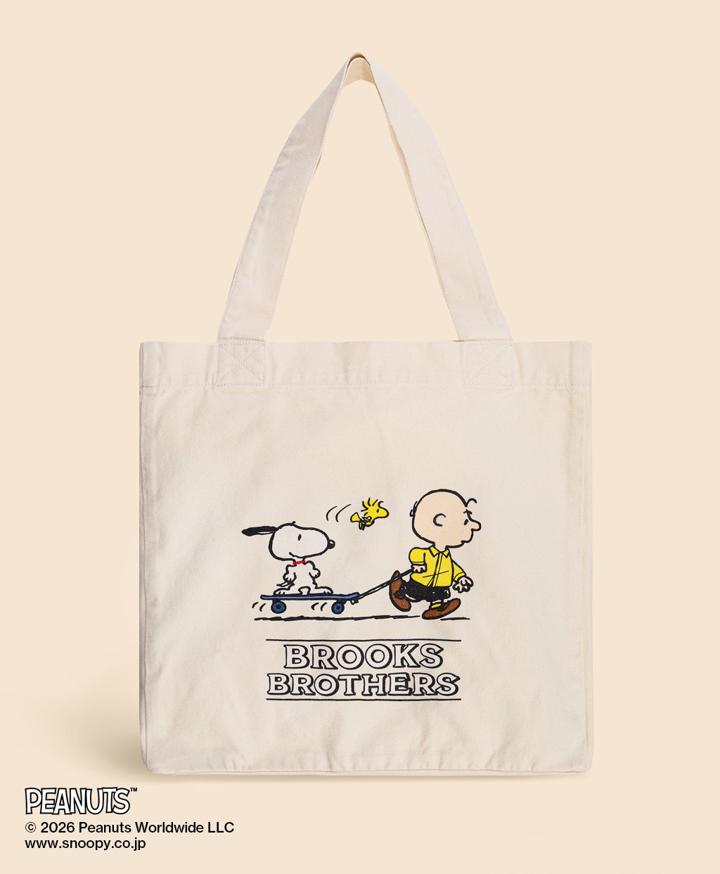 Brooks Brothers × PEANUTS　コットンキャンバス　スヌーピー＆チャーリー・ブラウンプリント　トートバッグ1
