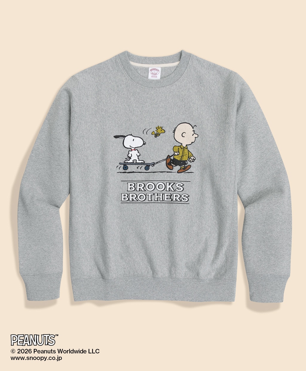 Brooks Brothers × PEANUTS　コットンフレンチテリー　スヌーピー＆チャーリー・ブラウンプリント　スウェットシャツ1