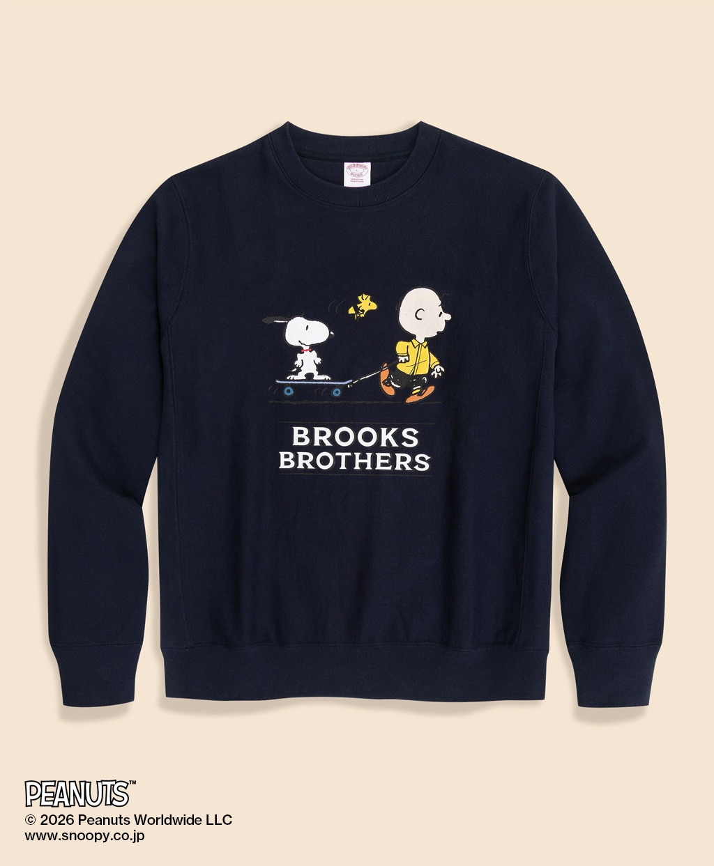 Brooks Brothers × PEANUTS　コットンフレンチテリー　スヌーピー＆チャーリー・ブラウンプリント　スウェットシャツ1
