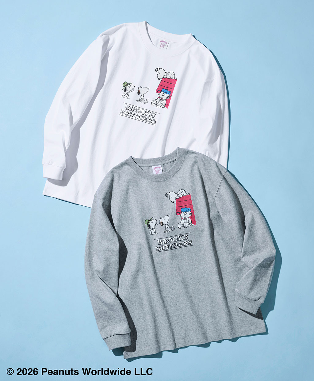 Brooks Brothers × PEANUTS　コットン　スヌーピー・ドッグハウスプリント　ロングスリーブTシャツ4