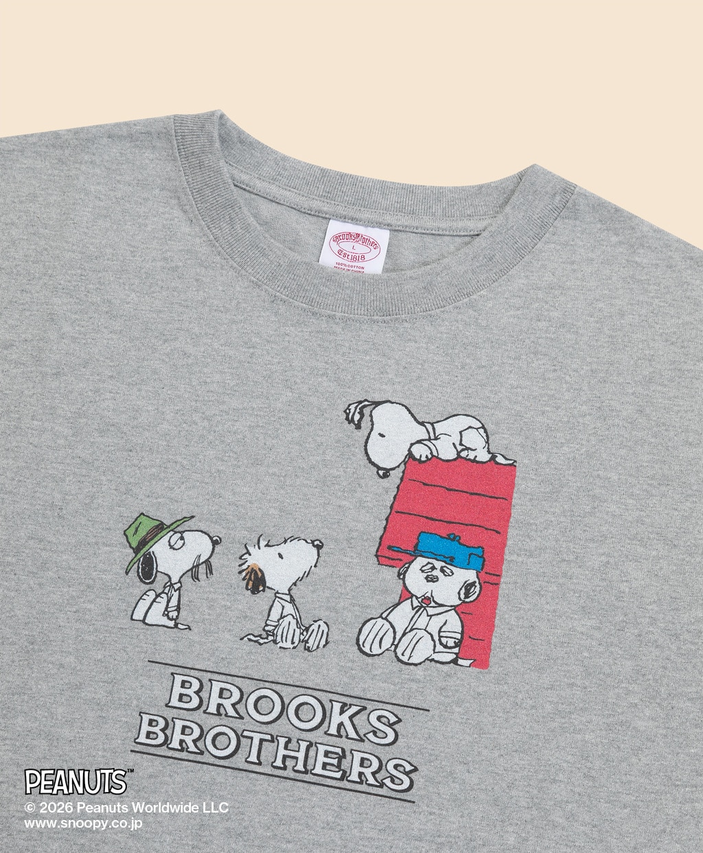 Brooks Brothers × PEANUTS　コットン　スヌーピー・ドッグハウスプリント　ロングスリーブTシャツ2