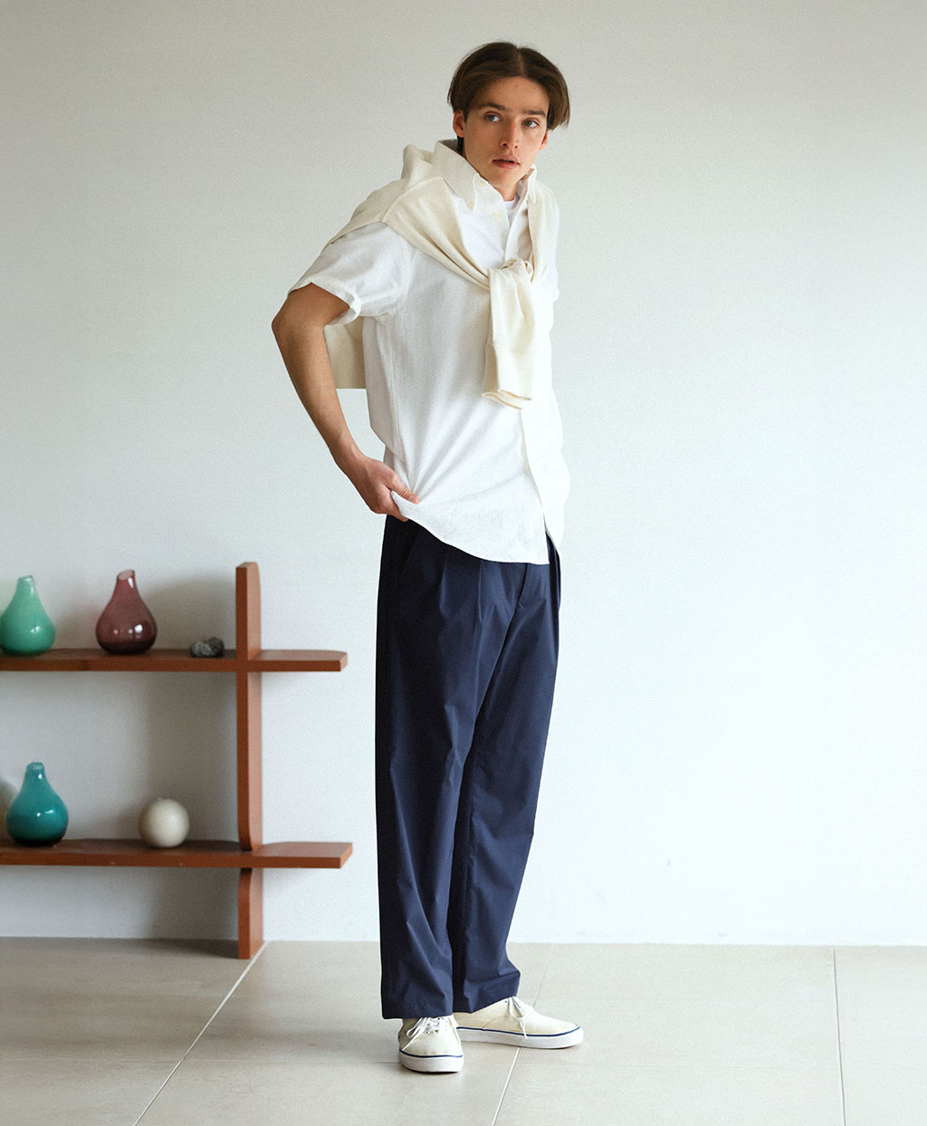 ◆オンラインストア限定◆ ポリエステルブレンド　ウォッシャブル　プレーンフロント　トラウザーズ6