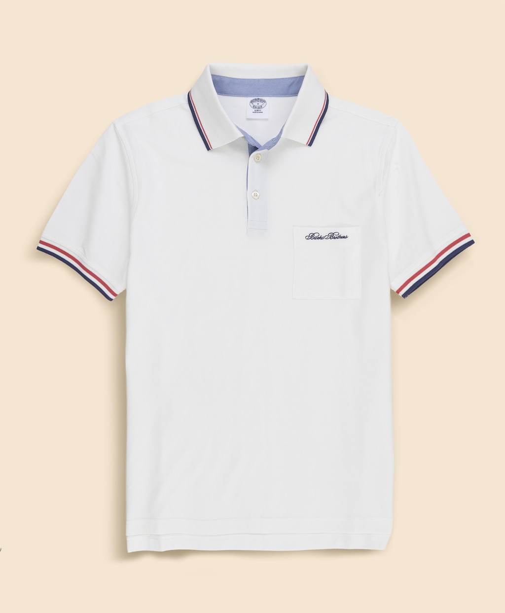 コットンストレッチピケ　スクリプトエンブロイダリー　ティップド　ポロシャツ　Slim Fit1