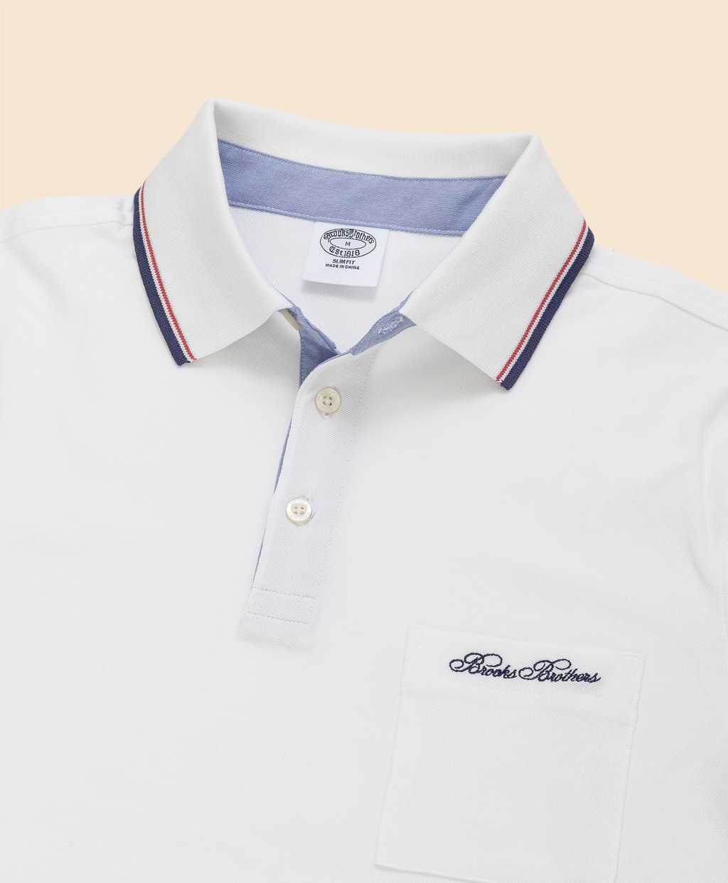 コットンストレッチピケ　スクリプトエンブロイダリー　ティップド　ポロシャツ　Slim Fit2