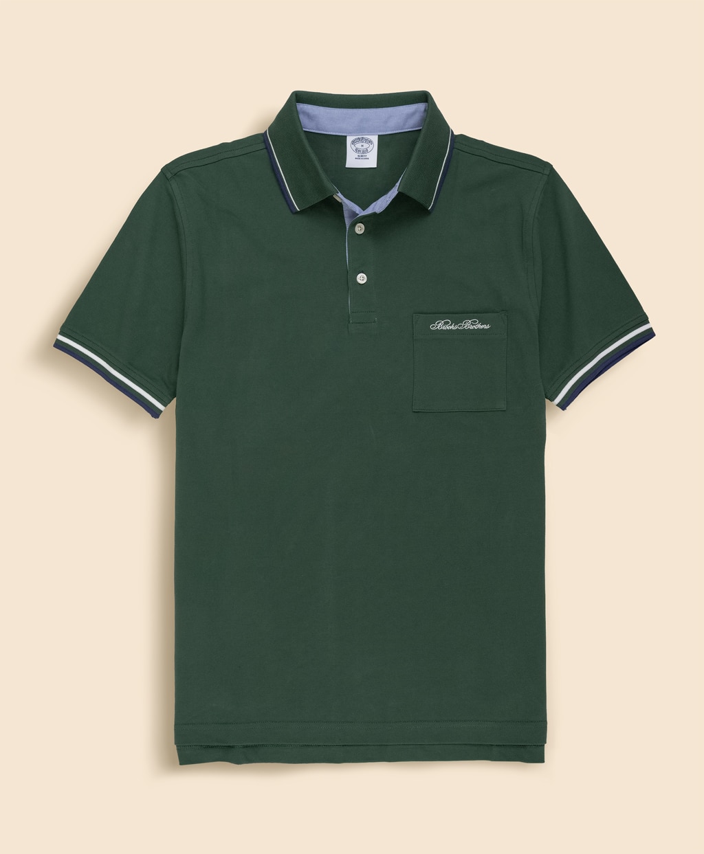 コットンストレッチピケ　スクリプトエンブロイダリー　ティップド　ポロシャツ　Slim Fit1