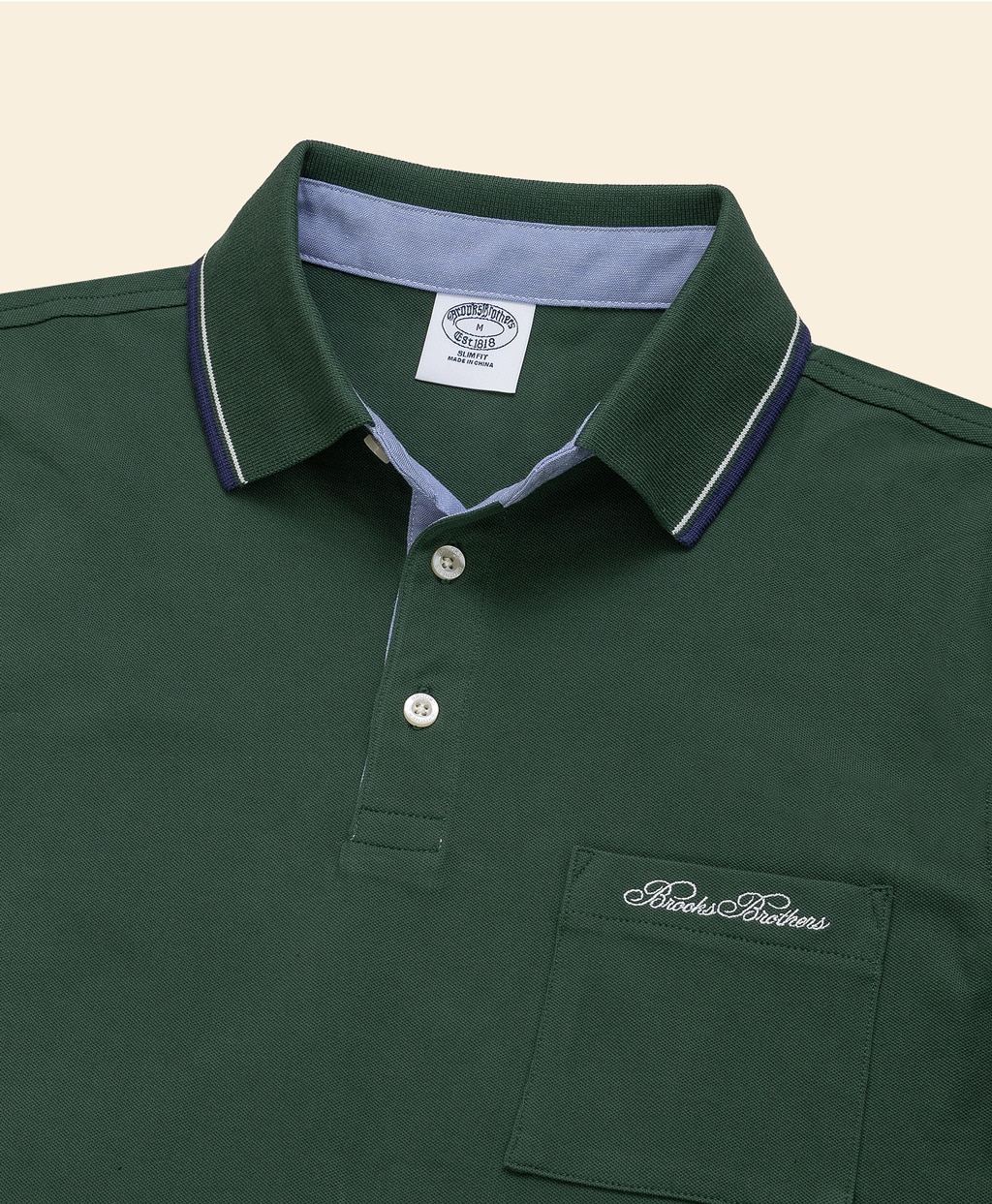 コットンストレッチピケ　スクリプトエンブロイダリー　ティップド　ポロシャツ　Slim Fit2