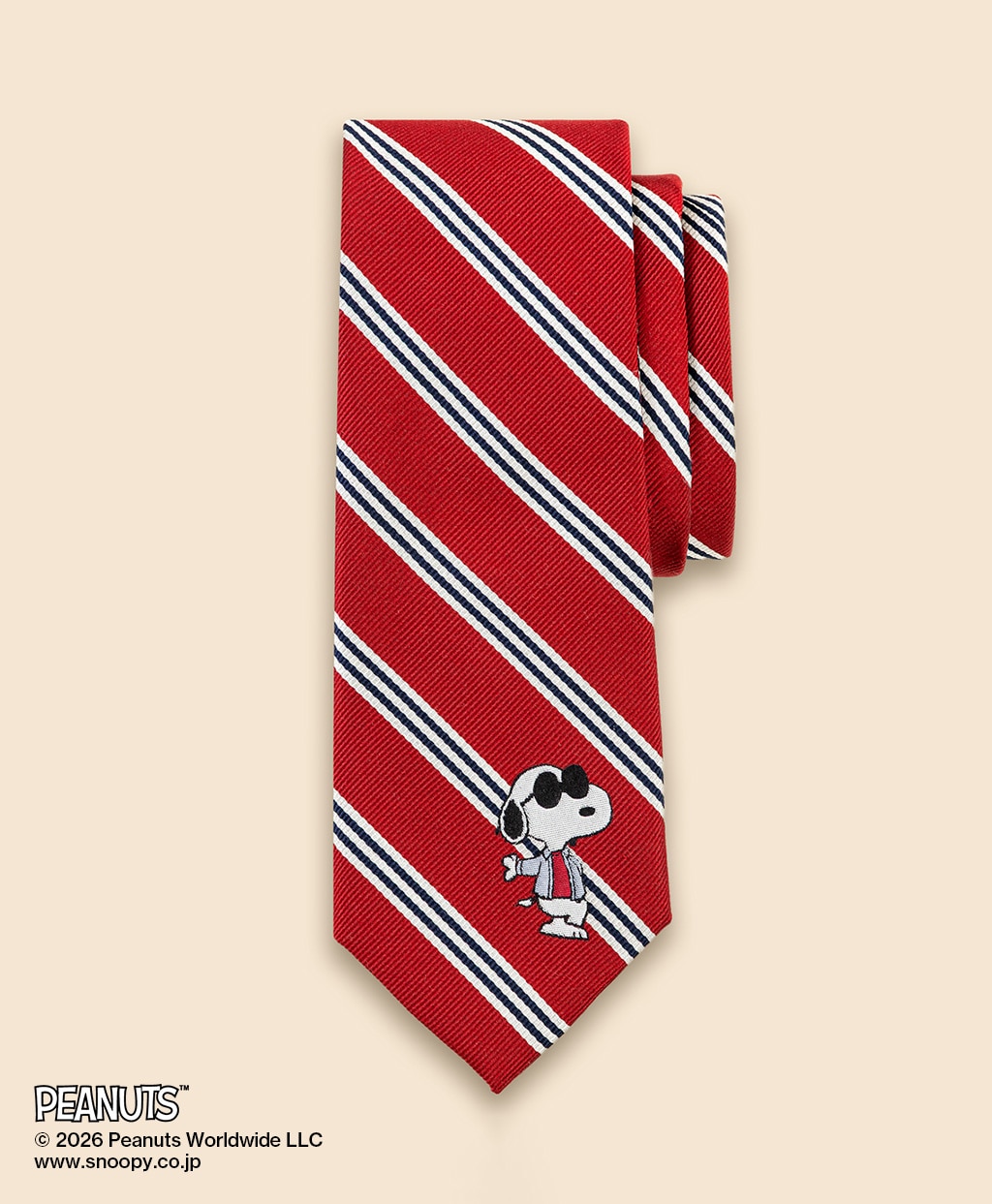 Brooks Brothers × PEANUTS　シルク　スヌーピー＆ウッドストック　ミニ＃BB1ストライプ　レップタイ1
