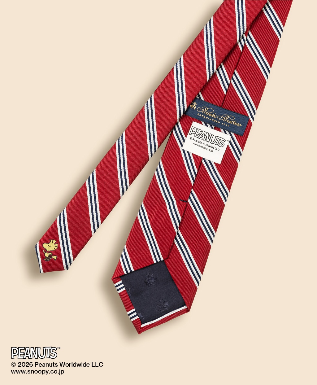 Brooks Brothers × PEANUTS　シルク　スヌーピー＆ウッドストック　ミニ＃BB1ストライプ　レップタイ2