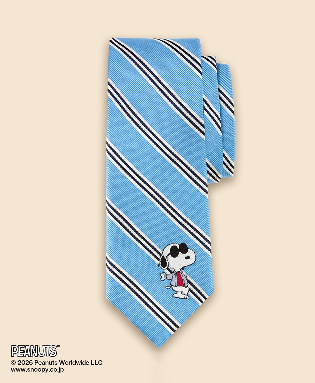 Brooks Brothers × PEANUTS　シルク　スヌーピー＆ウッドストック　ミニ＃BB1ストライプ　レップタイ1