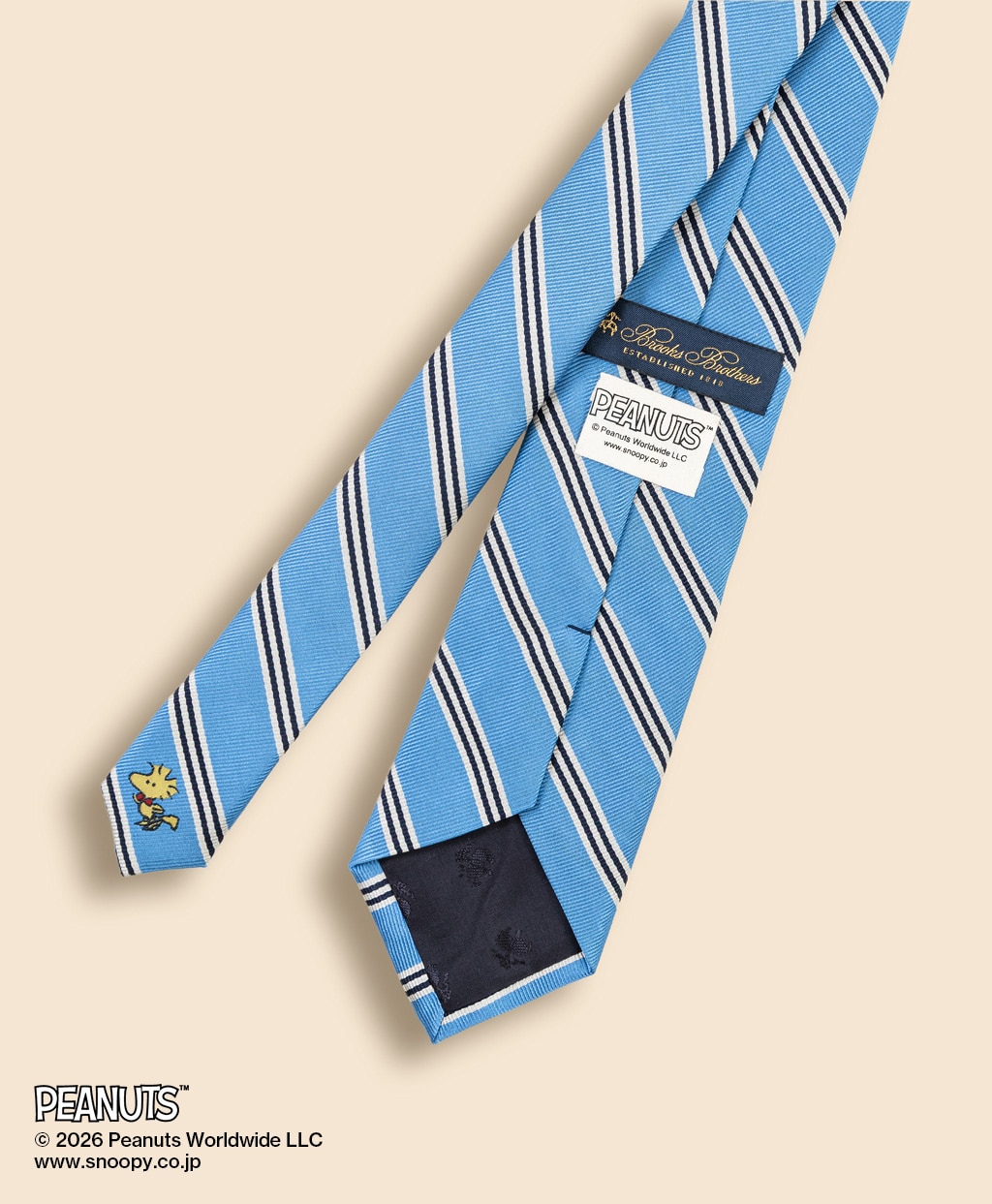 Brooks Brothers × PEANUTS　シルク　スヌーピー＆ウッドストック　ミニ＃BB1ストライプ　レップタイ2