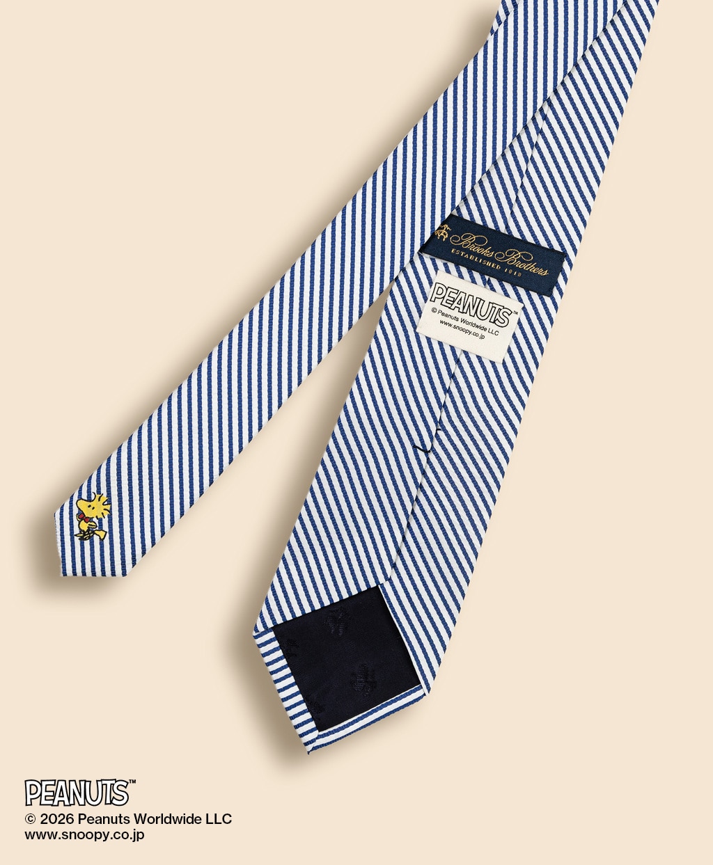 Brooks Brothers × PEANUTS　シルク　シアサッカー　スヌーピー＆ウッドストック　ジャカードタイ2