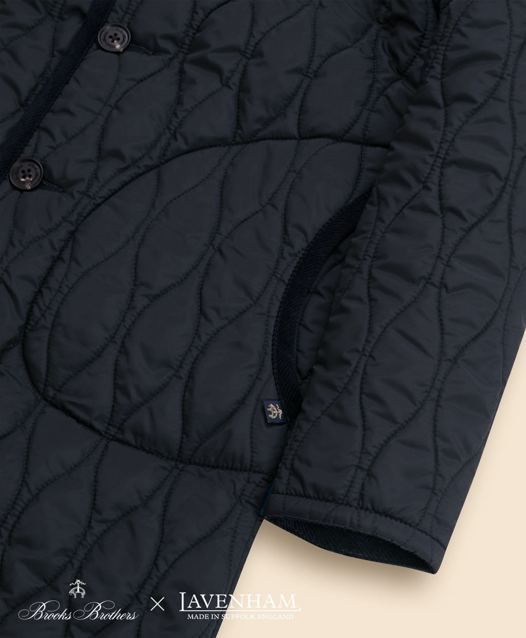 Brooks Brothers×LAVENHAM　ブランドン　キルティングフーデッドコート　Made in UK3