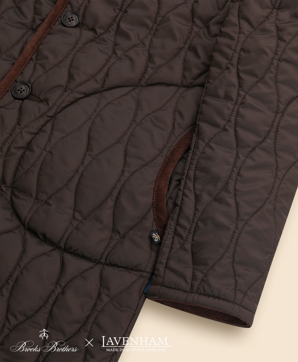 Brooks Brothers×LAVENHAM　ブランドン　キルティングフーデッドコート　Made in UK3