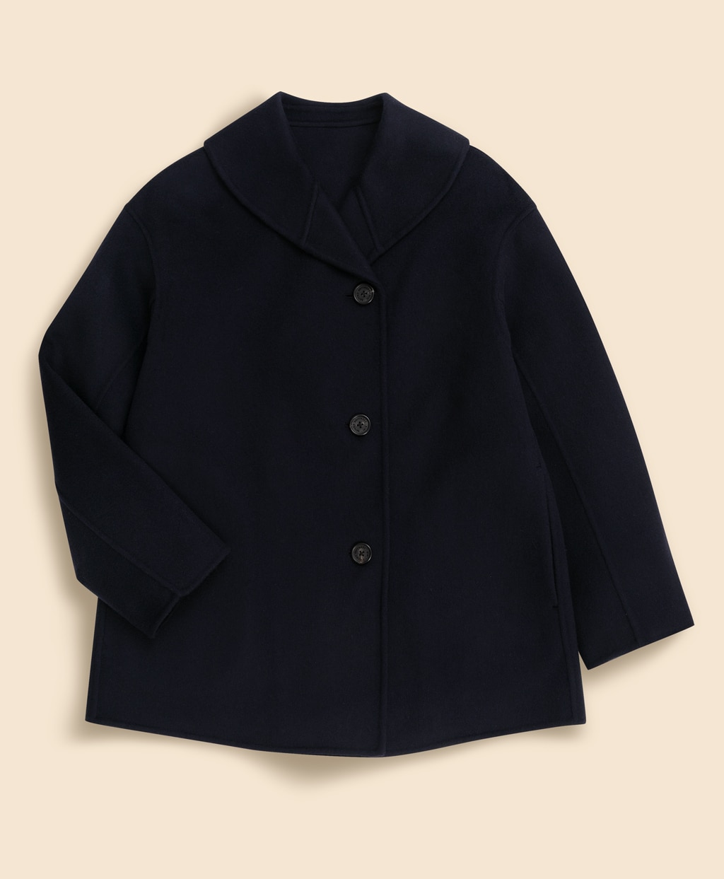ウール ダブルフェイス ショールカラー ショートコート | Brooks