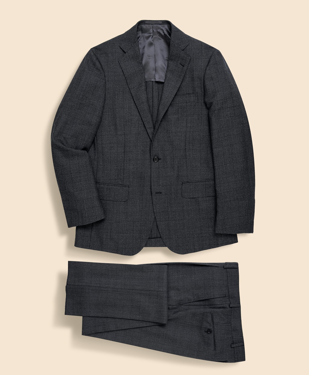 ウールサキソニー　グレンプラッド　シングル2釦アンコンスーツ　Classic　Made by RING JACKET1