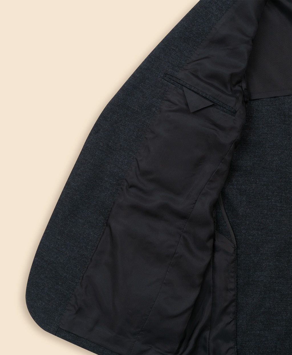ウール　ヘリンボーン　シングル２釦　ニットジャケット　Classic5