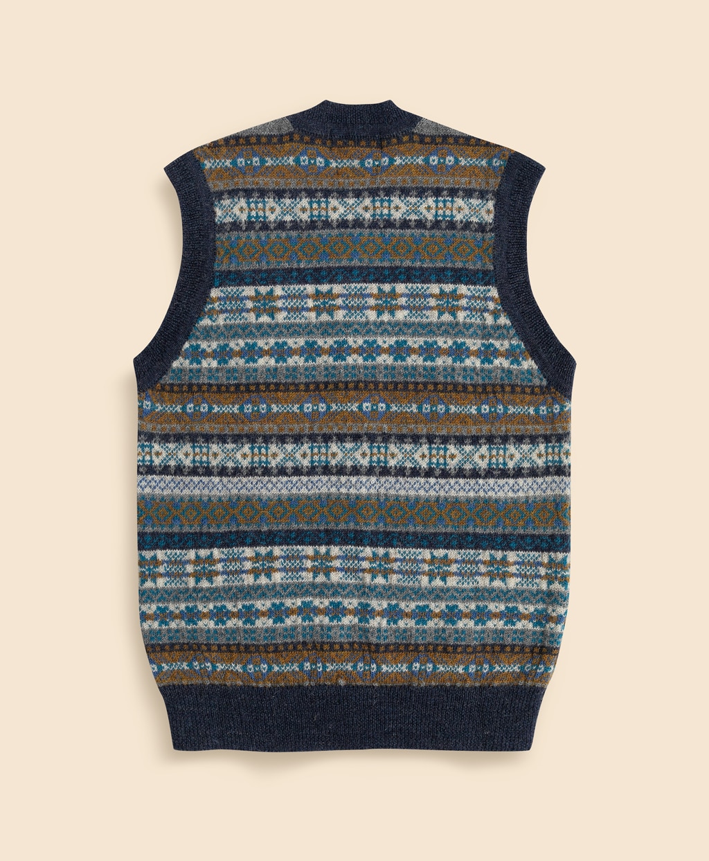 ブリティッシュウール　フェアアイル　Vネックベスト　Made in England2
