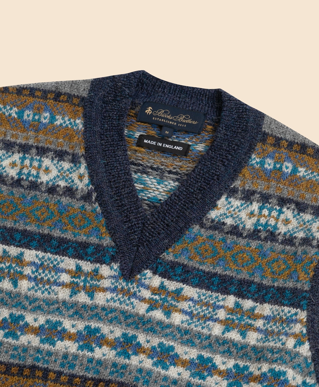 ブリティッシュウール　フェアアイル　Vネックベスト　Made in England3