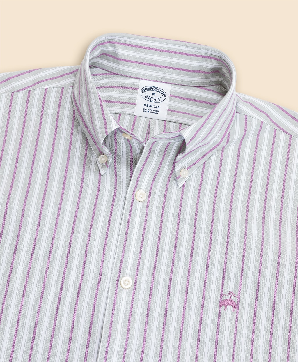 ラグジュアリー　オックスフォード　トラックストライプ　GFロゴ　スポーツシャツ　Regular Fit3