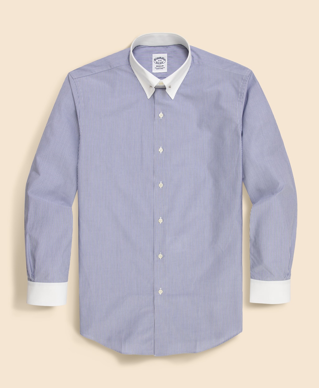 スーピマコットン　ブロードクロス　ピンストライプ　ピンホールカラー　クレリック　ドレスシャツ　Regular Fit4
