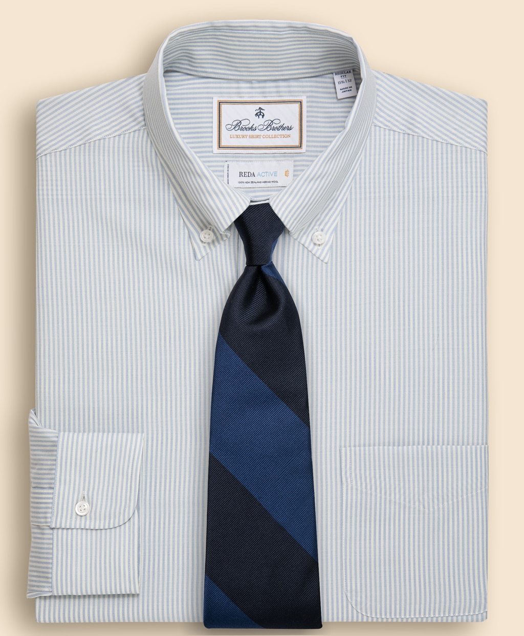 ラグジュアリー　ウォッシャブルウールオックスフォード　ベンガルストライプ 　ドレスシャツ　Regular Fit1