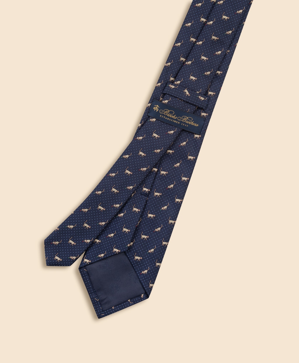 シルク　キャット×ドットモチーフ　ジャカードタイ2