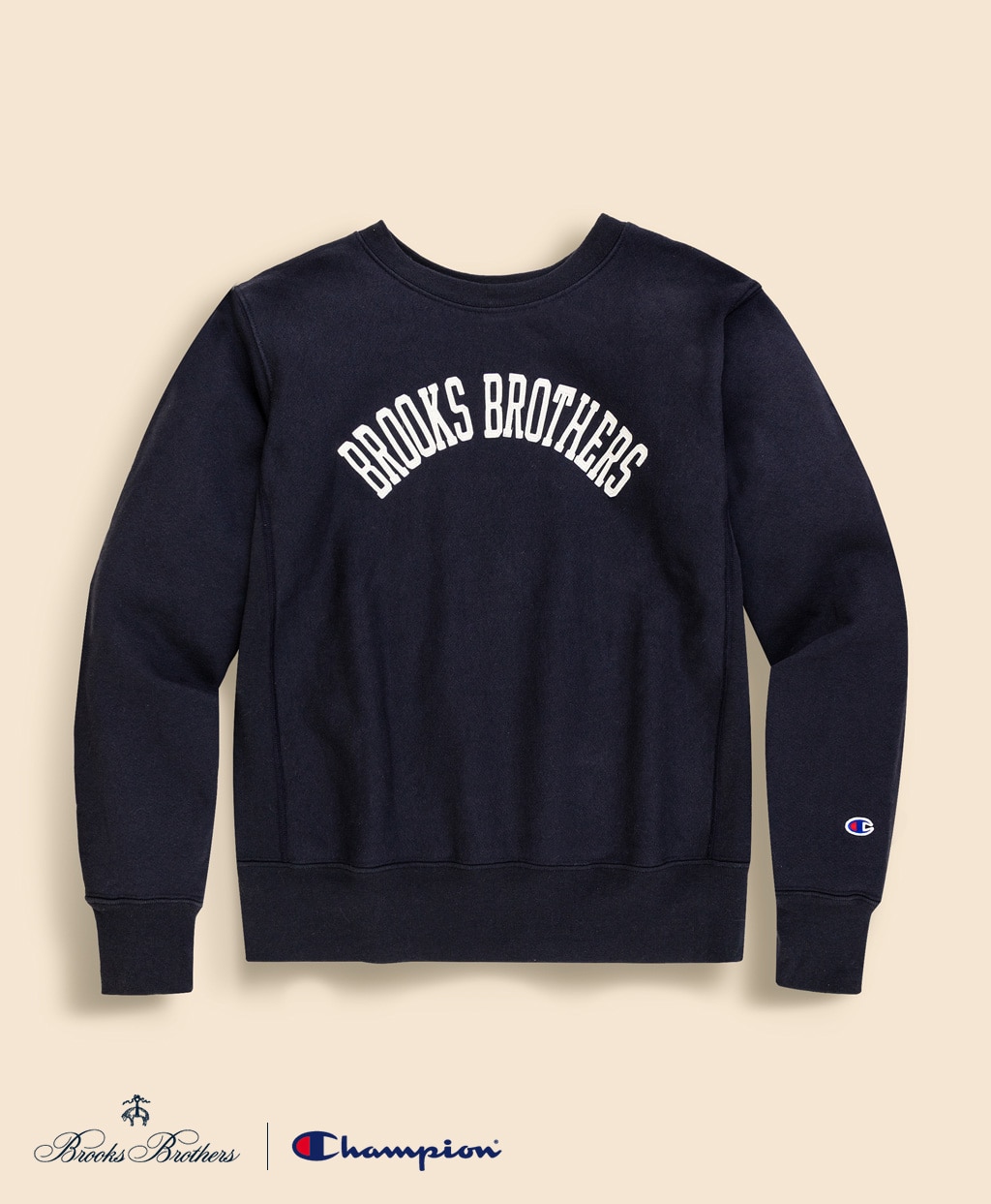 Brooks Brothers×Champion　USAコットン　フェルトパッチロゴ　スウェットシャツ　Made in USA1