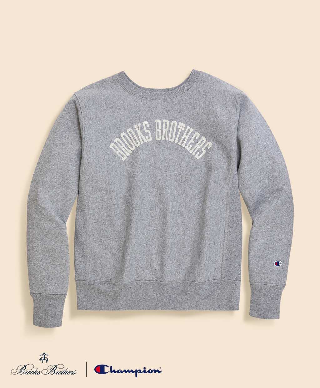 Brooks Brothers×Champion　USAコットン　フェルトパッチロゴ　スウェットシャツ　Made in USA1