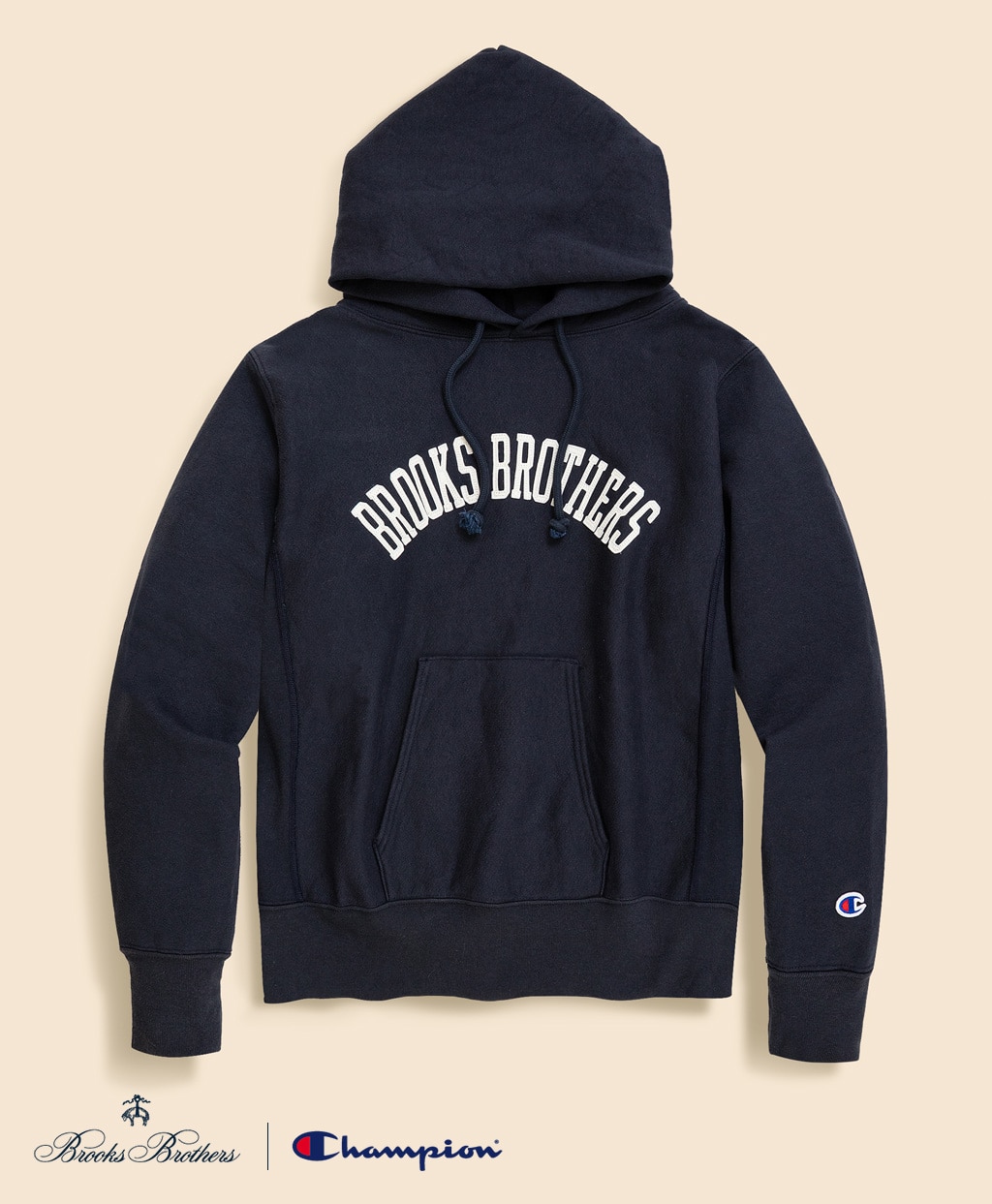 Brooks Brothers×Champion　USAコットン　フェルトパッチロゴ　フーデッド　スウェットシャツ　Made in USA1