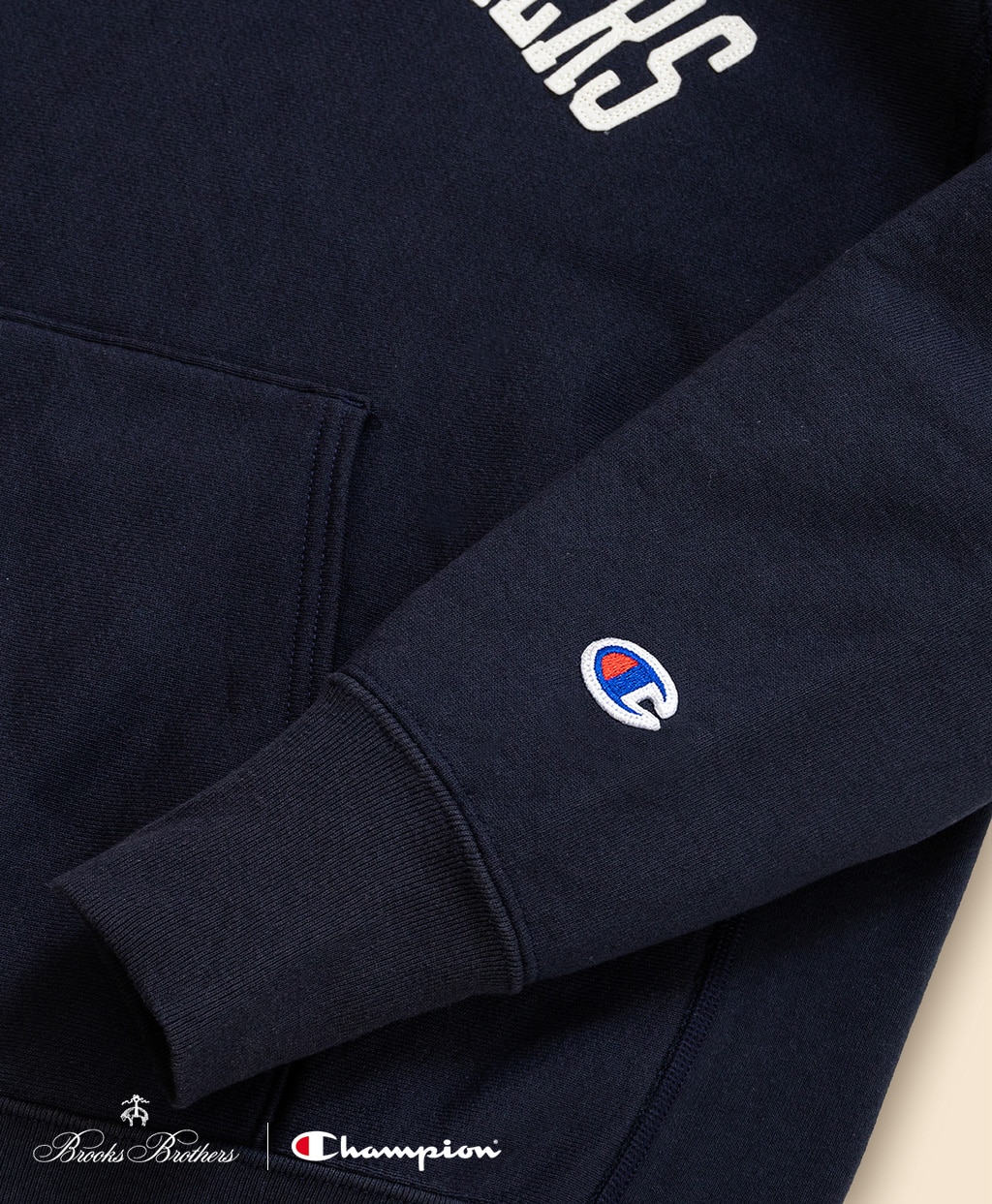 Brooks Brothers×Champion　USAコットン　フェルトパッチロゴ　フーデッド　スウェットシャツ　Made in USA5