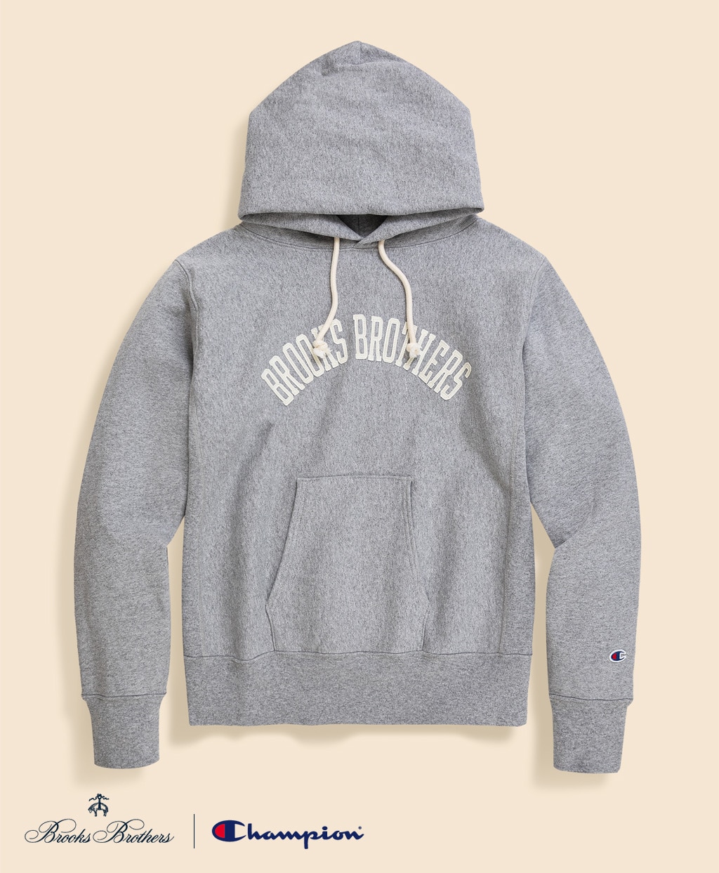 Brooks Brothers×Champion　USAコットン　フェルトパッチロゴ　フーデッド　スウェットシャツ　Made in USA1