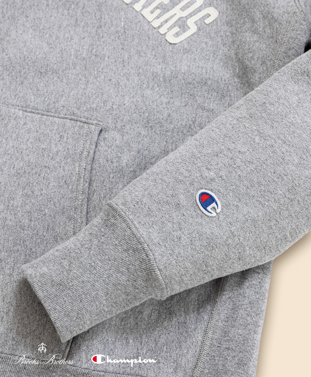 Brooks Brothers×Champion　USAコットン　フェルトパッチロゴ　フーデッド　スウェットシャツ　Made in USA5