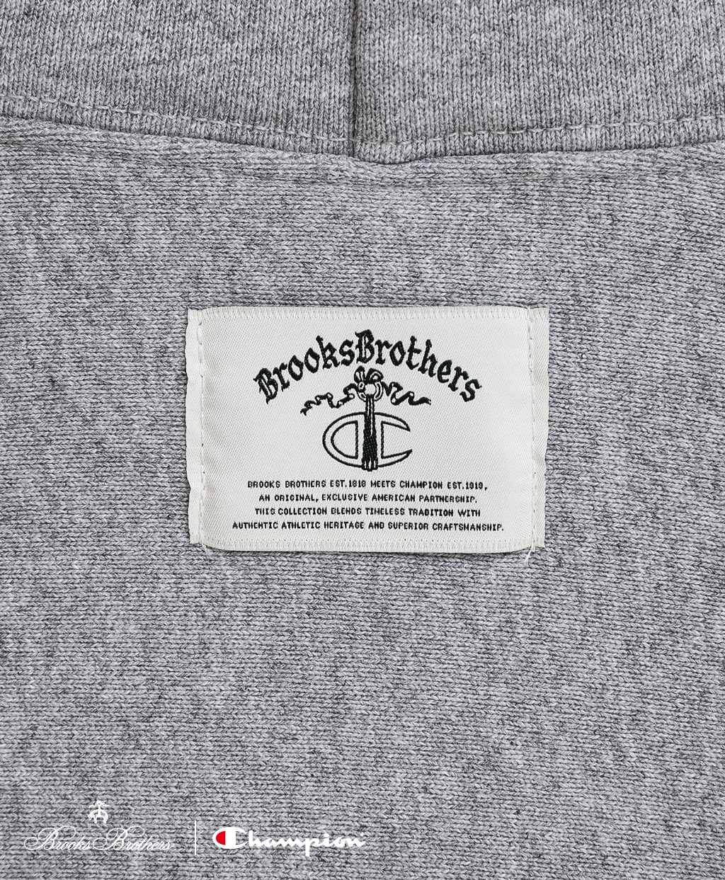 Brooks Brothers×Champion　USAコットン　フェルトパッチロゴ　フーデッド　スウェットシャツ　Made in USA6