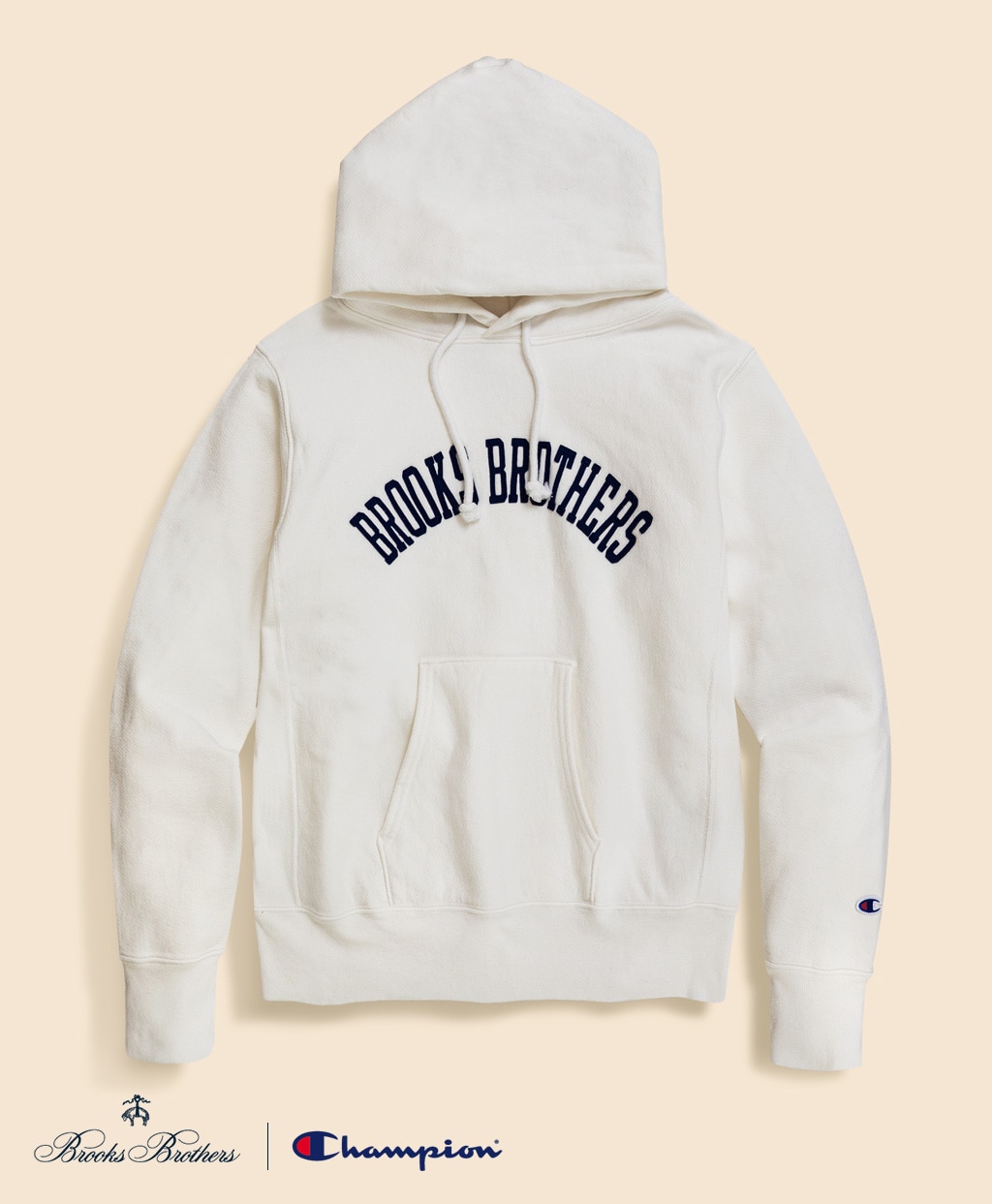 Brooks Brothers×Champion　USAコットン　フェルトパッチロゴ　フーデッド　スウェットシャツ　Made in USA1