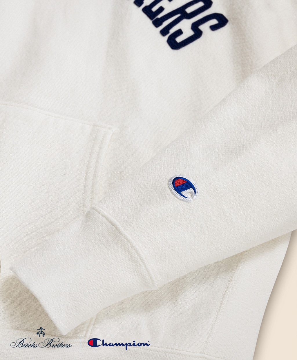Brooks Brothers×Champion　USAコットン　フェルトパッチロゴ　フーデッド　スウェットシャツ　Made in USA5