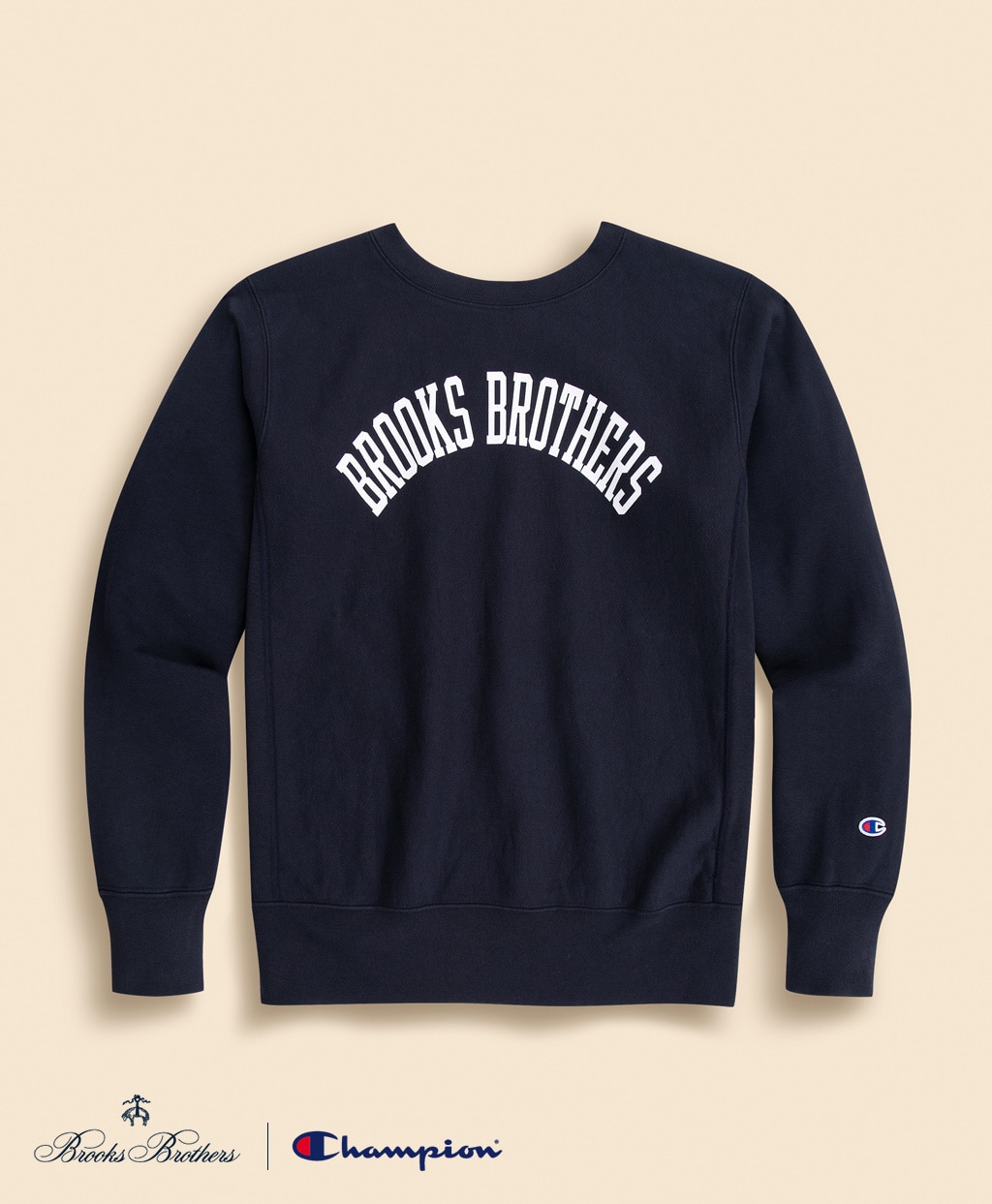 Brooks Brothers×Champion　USAコットン　ラバープリントロゴ　スウェットシャツ　Made in USA1