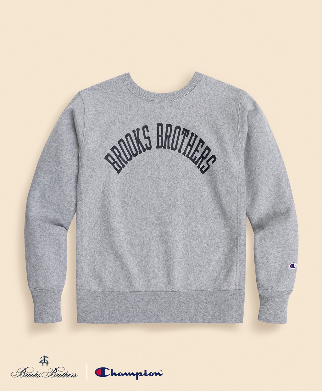 Brooks Brothers×Champion　USAコットン　ラバープリントロゴ　スウェットシャツ　Made in USA1
