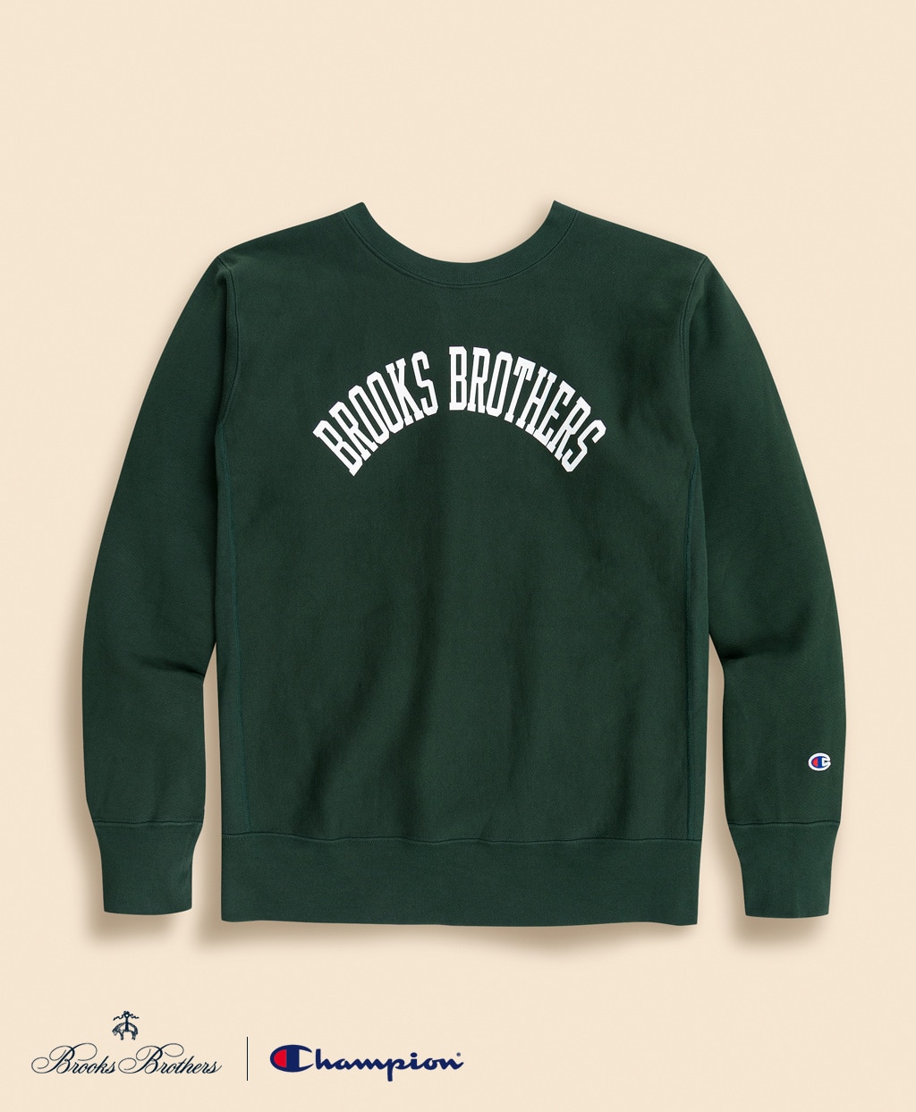 Brooks Brothers×Champion　USAコットン　ラバープリントロゴ　スウェットシャツ　Made in USA1