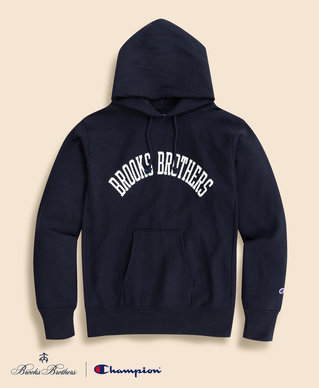 Brooks Brothers×Champion　USAコットン　ラバープリントロゴ　フーデッド　スウェットシャツ　Made in USA1